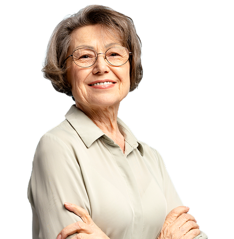 A woman smiling with her arms crossed